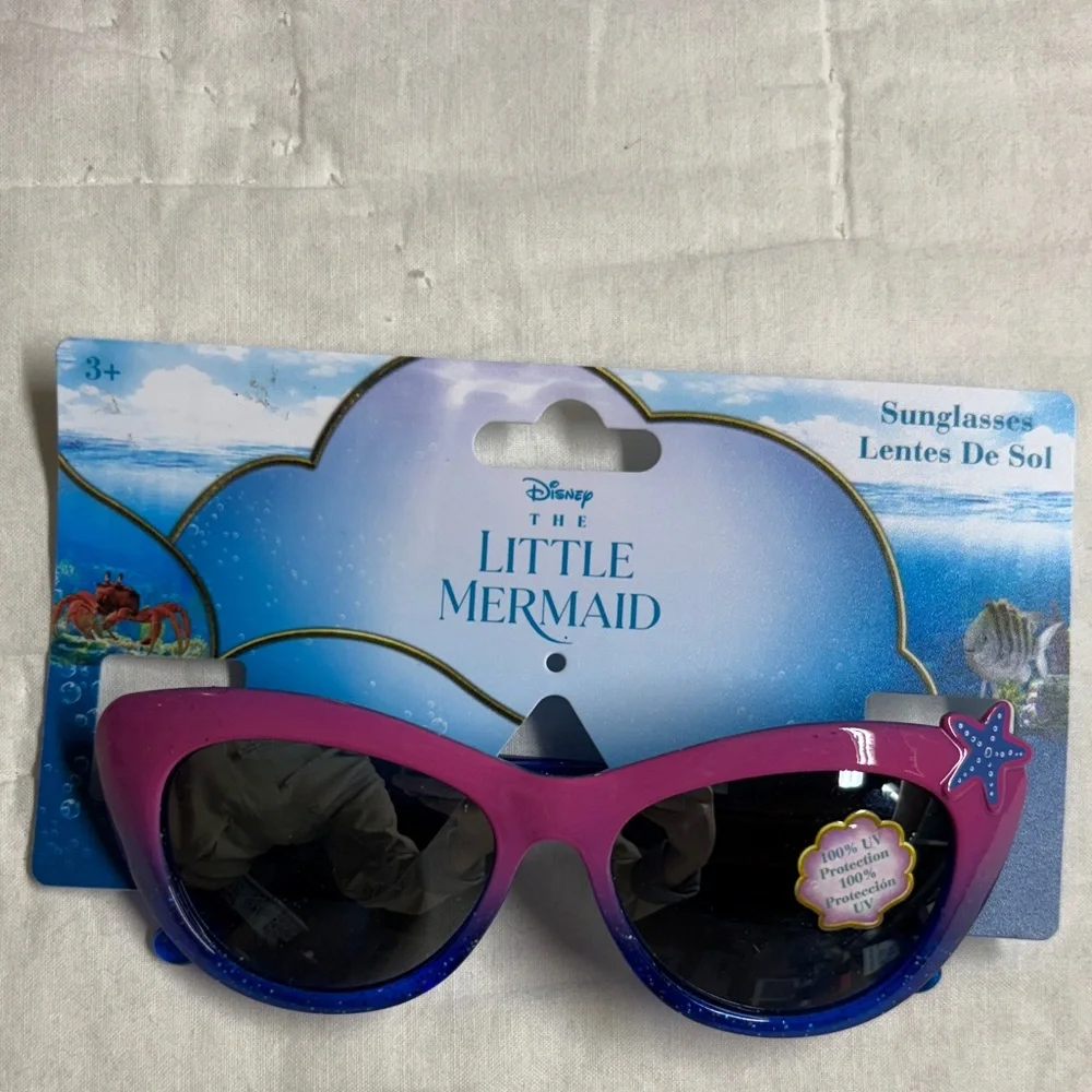 Disney The Little Mermaid Sunglasses Purple Blue Ombre Glitter UV Protection
